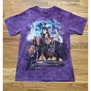 The Mountain Native American Wolf Teepee T Shirt Adult Size Small Purple 2006